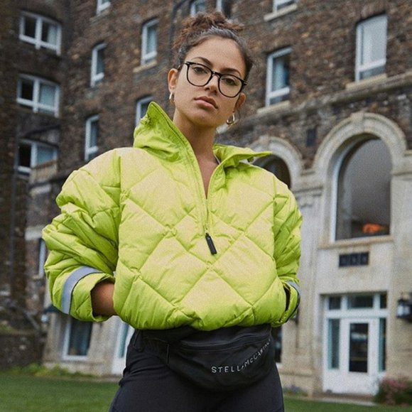 Women Sportswear: Neon Green Winter Bomber jacket - Picture 2 of 9